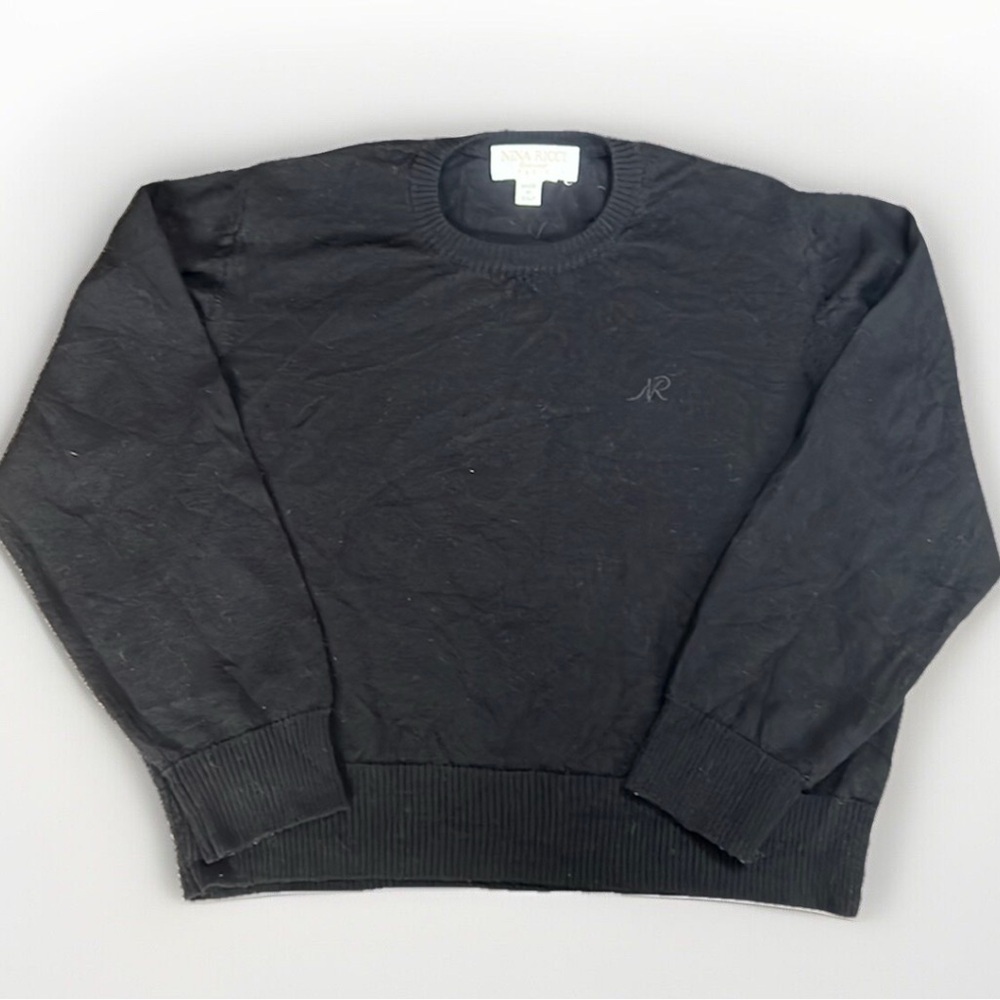 Vintage Nina Ricci 100% Merino Wool Italy Made Black Crew Neck Sweater est sz M
